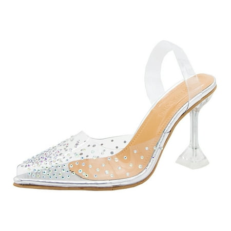 

QYZEU Low Heel Shoes for Women High Heels for Womens Size 5 Heels Dress Summer Point Transparent Single Shoes Stiletto Women S Casual Shoes