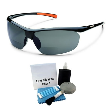 Suncloud Zephyr Polarized Sunglass: Black /Gray Polycarbonate + Cleaning Kit