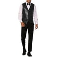 thumbnail image 2 of Chaleco de traje de cuero sintético INSPIRE CHIC para hombres, chaleco de PU formal occidental con pajarita, 2XL negro, 2 of 4