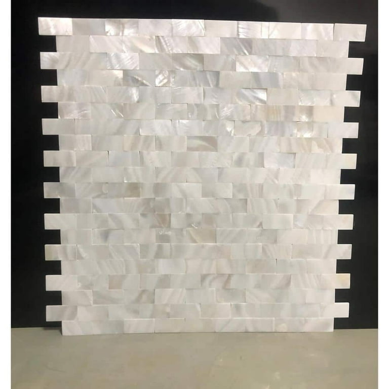 Art3d White Opal Subway Pattern Seamless 12 in. x 12 in