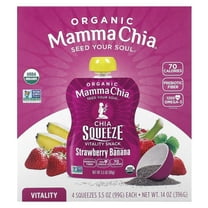Mamma Chia, Organic Chia Squeeze Vitality Snack, Strawberry Banana, 4 Pack, 3.5 oz (99 g) Each Pack of 3