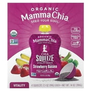 Mamma Chia, Organic Chia Squeeze Vitality Snack, Strawberry Banana, 4 Pack, 3.5 oz (99 g) Each Pack of 2