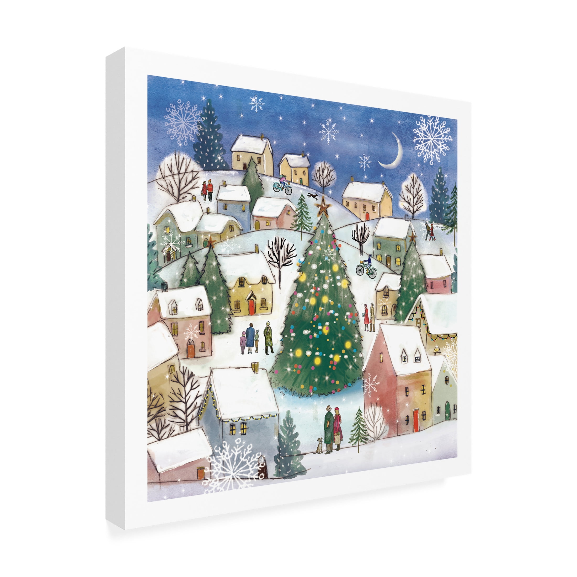 Canvas Wall Art - Paper Dove Co Ltd 'Town Tree' Wall Art for Living Room, Bedroom, or Office Décor by Trademark Fine Art - 18 x 18 Inches