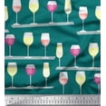 thumbnail image 1 of Soimoi polyester Crepe Fabric Wine Glass Bar Decor Fabric Printed Yard 42 Inch Wide, 1 of 3