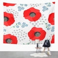 thumbnail image 2 of JSDART Motif Floral de Fleurs sur Blanc Coquelicots Rouges Mignons avec des Points de Conception et Pavot Art Mural Tapisserie Décoration à la Maison pour le Salon Chambre Dortoir 51x60 Pouces, 2 of 2