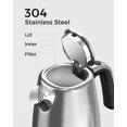 thumbnail image 4 of LONGDEEM Electric Tea Kettle, 1.7L/1500W, Thermometer, Auto Shut-Off, Boil-Dry Protection, Silver, 4 of 7
