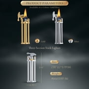 Mini Unique Vintage Soft-Flame Brass Kerosene Lighter, Refillable, Portable, Flip-Top & Side-Slide, Grinding Wheel, Electroplated Chrome Color, Creative, Gift for Men, Thorens Three-Section Stick