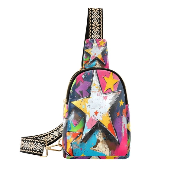 BZSMCE Crossbody Fashion Colorful Starscape Printed Waist Packs