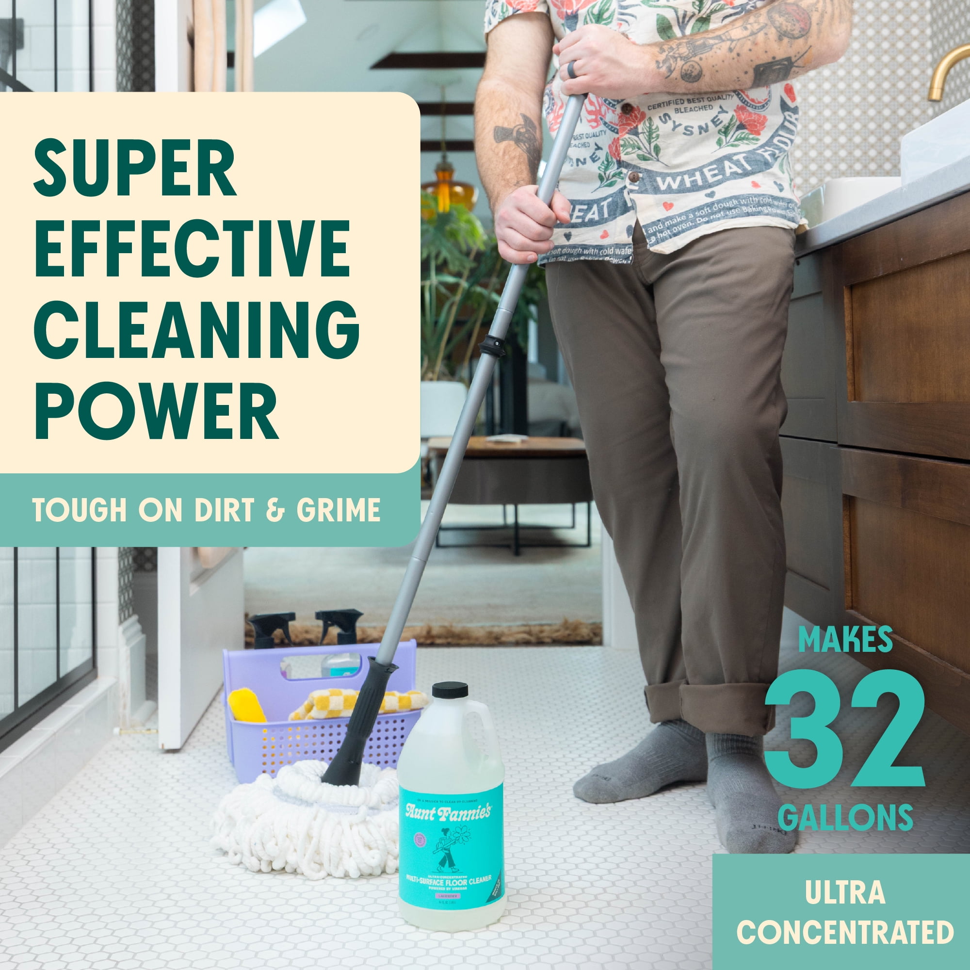 (2 pack) Aunt Fannie's Ultra Concentrated Floor Cleaner Vinegar Wash, Multi-Surface Floor Cleaner For Mopping, Lavender Scent, 64 oz. (Refill)