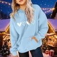 thumbnail image 4 of WQNVRNR Kids Valentine's Day Hoodie- Heart Fleece-Lined Long Sleeve Casual Sweatshirt with Pocket Light Blue Size 14, 4 of 6