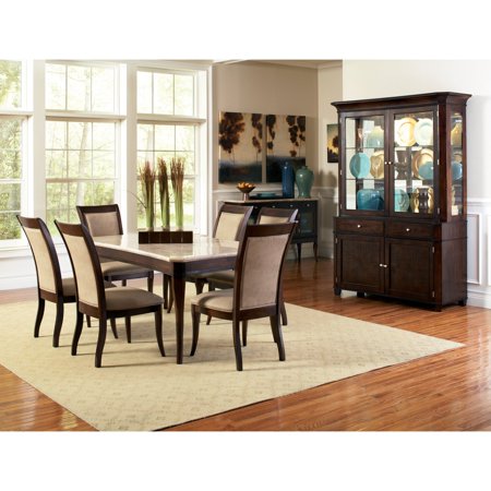 dining table marble silver steve cherry marseille room dark furniture piece tables creative rectangular hayneedle side chair upholstered sideboards transitional