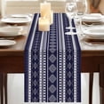 thumbnail image 3 of Table Runners 70 Inches Long Dress Scarves, Navy Blue Boho Farmhouse Coffee/Dining/Kitchen Table Decor, Holiday Table Runner, Vintage Ethnic Tribe Retro Abstract Art 13x70 Inch, 3 of 9