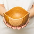 thumbnail image 2 of Wavy Thin Rim Teak Wood Bowl 4-Pack, 2 of 5