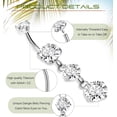 thumbnail image 3 of Woeilo G23 Titanium Dangle Belly Button Rings for Women Dangling Navel Rings CZ Belly Rings Curved Barbell Internally Threaded Belly Piercing Jewelry, 3 of 5