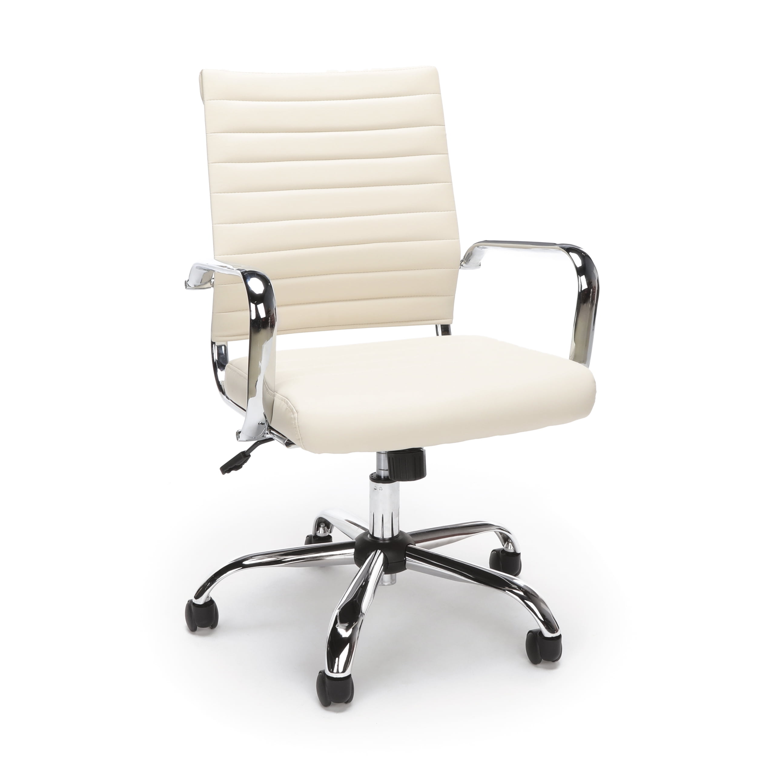 OFM ESS-6095-IVY Essentials Ribbed Leather Exective Chair,Ivory 