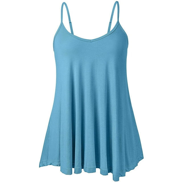 Flowy Tank Tops for Women Camisole with Adjustable Spaghetti Casual Cami Tank Top
