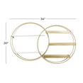 thumbnail image 3 of DecMode 34"W, 20"H MDF and Metal Contemporary Wall Shelf, Gold, 1-Piece, 3 of 9