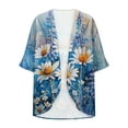 thumbnail image 5 of SELONE Lightweight Cardigans for Women 3/4 Sleeve Regular Open Front Cardigans Without Hoodie Flowers Beach Vacation Wear Multicolor XL, 5 of 5