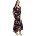 thumbnail image 2 of Bimba Women's Blue Caftan Floral Printed Kaftan Kimono Summer Maxi Dress-4, 2 of 5