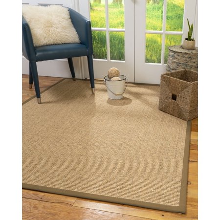 Natural Area Rugs Studio Custom Sisal Rug, 8' x 10', Oval Squirrel Border