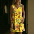 thumbnail image 5 of QUNYINEY A Line Womens Sun Dresses Summer Casual Sleeveless Floral Mini Tank Dress Loose Fit Vacation V Neck with Pockets Dresses, 5 of 7