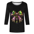 thumbnail image 4 of Xuyuer Carnival 2025 Womens 3/4 Sleeve Tops Mardi Gras and Costumes Fashion Round Neck Printed Blouse, 4 of 6