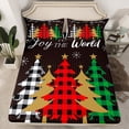 thumbnail image 2 of Homewish Vintage Xmas Tree Bed Sheets, Fashion Buffalo Plaid King Sheets, Merry Christmas Sheet Set, 4-Piece, 2 of 7