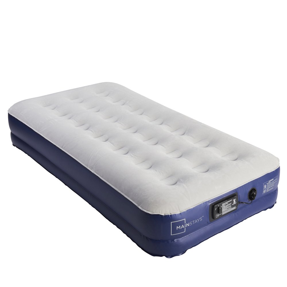 Mainstays 12`` Twin 74" x 39" Air Mattress with Flocked Top and Pump