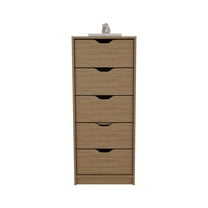Depot E-Shop Houma 5 Drawers Narrow Dresser, Slim Storage Chest of Drawers, Natural Oak