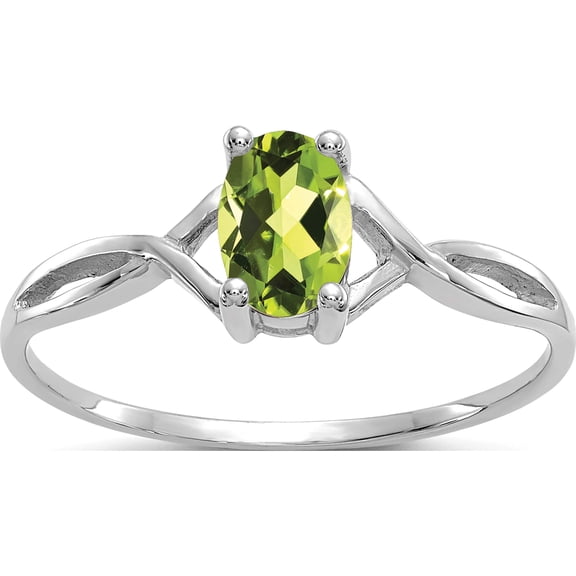 14K White Gold Peridot Birthstone Ring (Size 7) Made In India xbr427