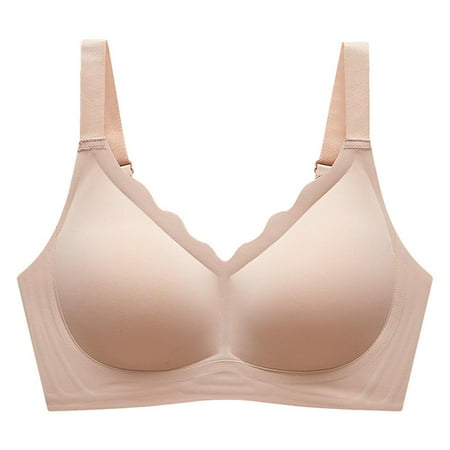 Summer Savings Clearance 2025! Loopsun Bras Womens Solid Yoga Tank Top Underwear No Steel Ring Sling Strap Beauty Back Sports Bra Beige L
