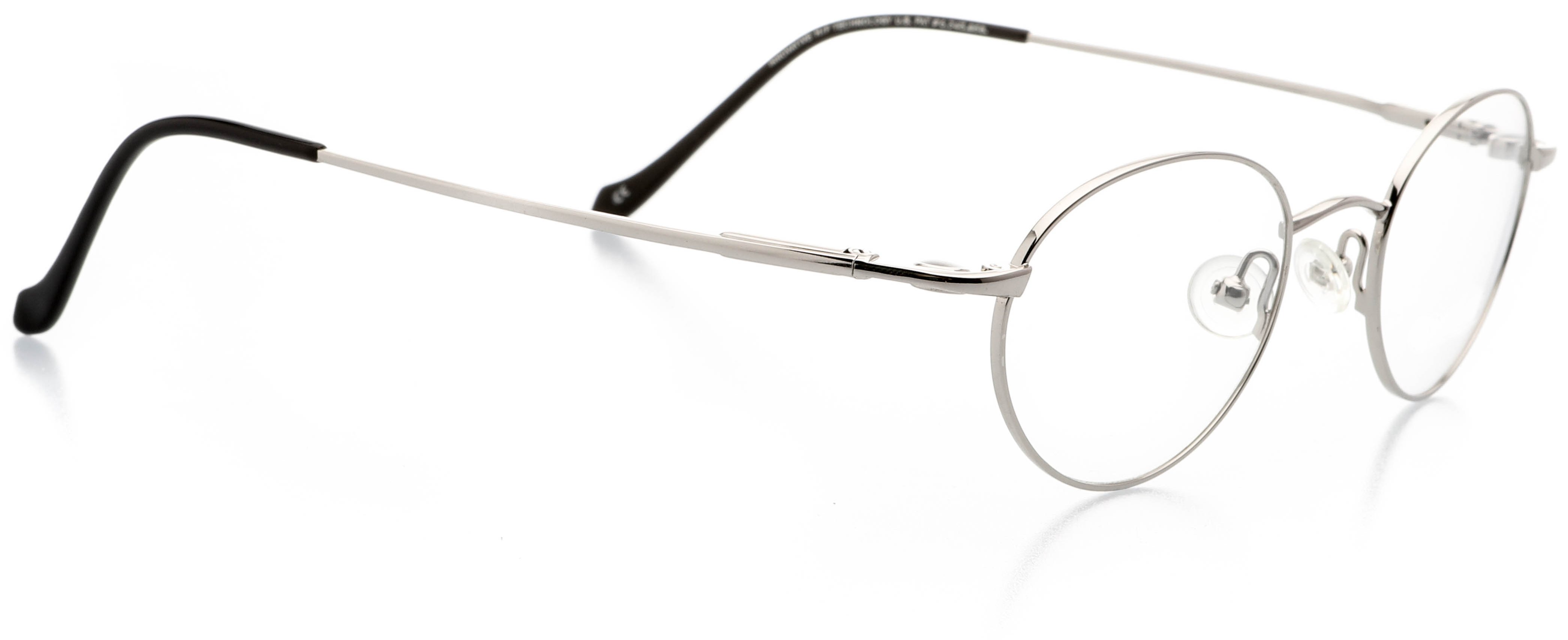 Optical Eyewear - Round Shape, Metal Full Rim Frame - Prescription Eyeglasses RX, Shiny Silver