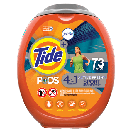 Tide Pods Febreze Sport Odor Defense, 73 Ct Laundry Detergent Pacs