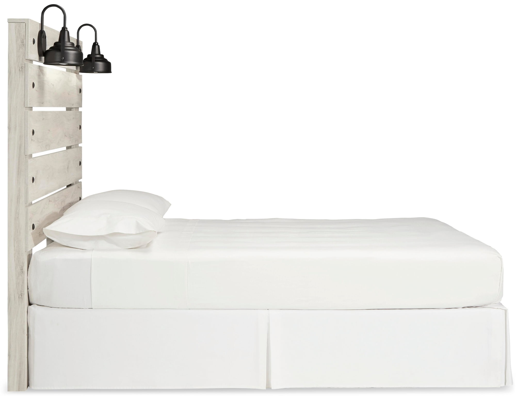 Signature Design by Ashley Cambeck Queen Panel Headboard, Whitewash, Farmhouse Headboard with LED Sconce Lights and USB Charging