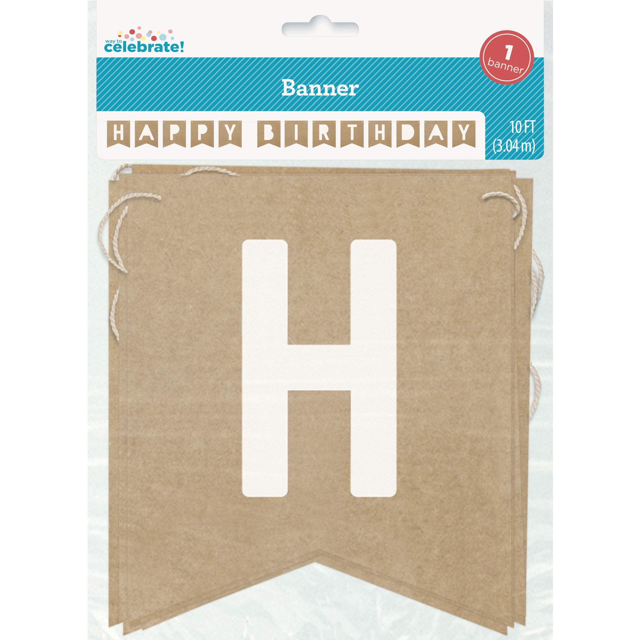 Buy Way to Celebrate! Kraft Paper Happy Birthday Pennant Banner, 10ft