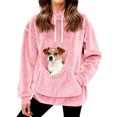 thumbnail image 4 of Women Pet Carrier Hoodie Cat Dog Pouch Holder Sweatshirt Shirt Top Larger Pocket Fleece Warm Long Sleeve Hooded Pullover Pink 2XL, 4 of 6