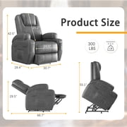 Furmax Electric Power Lift Leathaire Recliner Chair with Massage for Bedroom,Gray
