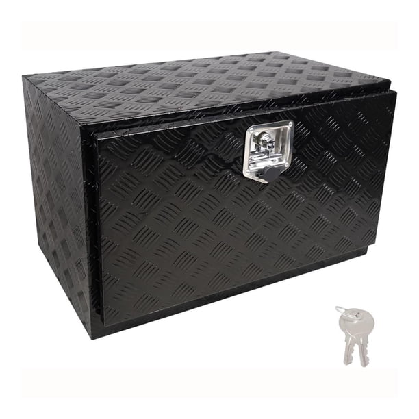 Caja de herramientas para caja de camioneta, organizador de almacenamiento, de aluminio, contenedor con cerradura, de herramientas para viajes, Negro