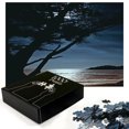 thumbnail image 3 of Ambesonne Landscape Jigsaw Puzzle, Night Tree Silhouette Sea, Heirloom-Quality Fun Activity for Family Durable Cardboard, 1000 pcs, Black and Blue, 3 of 6