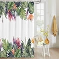 thumbnail image 4 of Fabric Shower Curtain, Summer Tropical Green Palm Trees White Texture Shower Curtains with 12 Hooks Waterproof Machine Washable Bath Curtains for Bathroom,48x 72in, 4 of 6