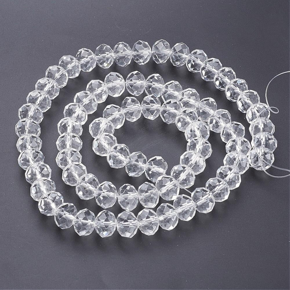 Anti-Faceted Rondelle Handmade Glass Beads for DIY Crafting Clear 12x8mm Hole: 1mm about 68~70pcs/strand 58~59cm