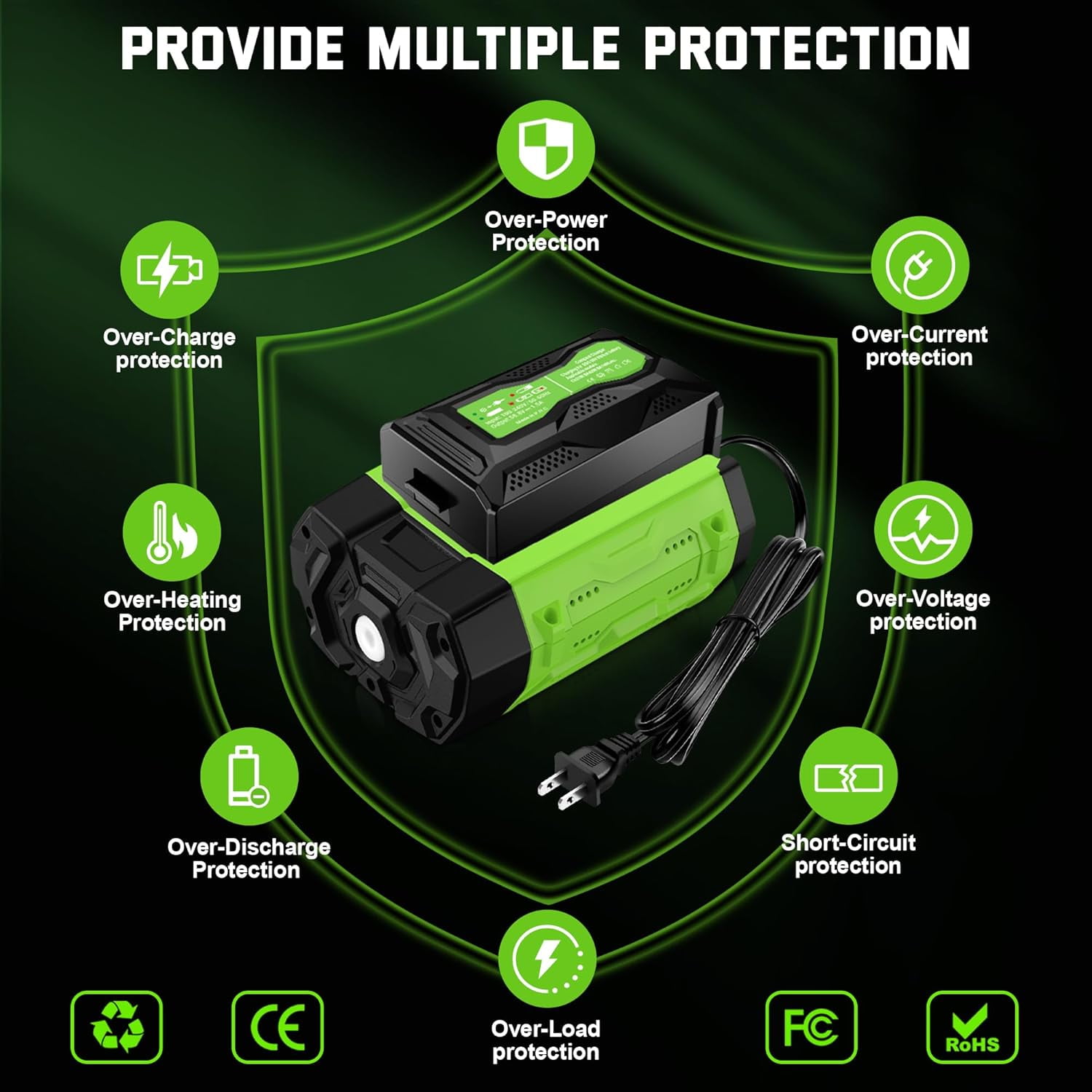 Power+ 5.0ah Battery and Charger Kit Replacement for EGO 56V Battery and Charger Combo Compatible with EGO 56 Volt Power Tools CS1604 CS1804 CS1403 HT2400 LB6504 LB5804 LB6500 LB4800 PH1400