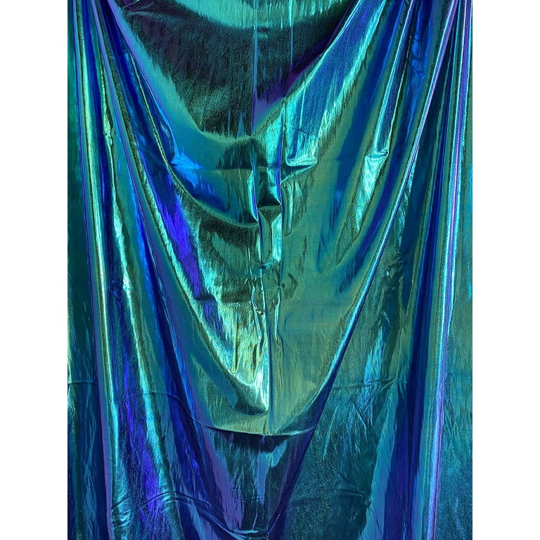 ENTELARE Hologram Metallic Foil Stretch Fabric Width 57 Inches(Purple Iridescent 1Yard)