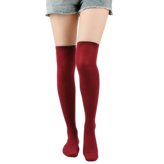 suxuMhao Knee High Socks, One Size Fits Most (Length 24in) Dark Red Polyester Long Socks, 3 Pairs Knee Socks – Ideal for Fall Wear, Daily Use, Fall Daily Warmth & Outfit Matching​