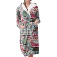 thumbnail image 1 of Women's Fleece Plush Robe Long Warm Plush Bathrobe Loungewear Jacket Printed Comfort Robe, 1 of 5