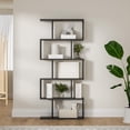 thumbnail image 7 of DIYART Black 5-Tier Geometric Bookcase, S-Shaped Modern Bookshelf set of 2, 5 Tier Bookshelf for Living Room, 7 of 7