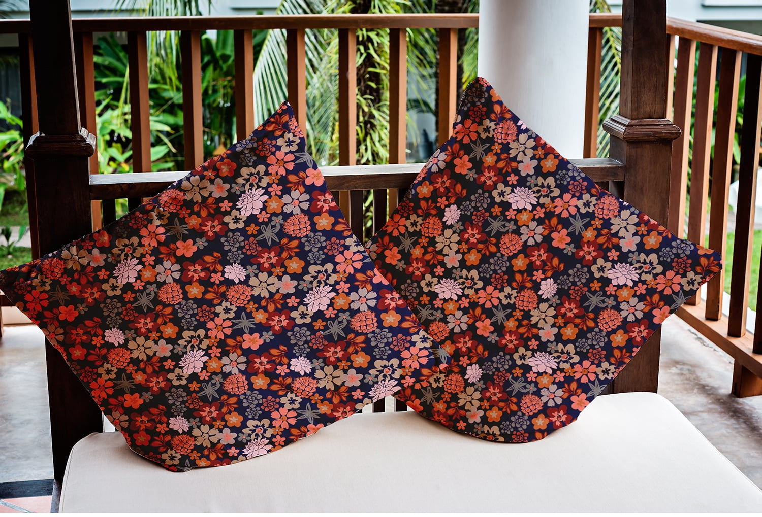 16" x 16" Simply Daisy Succulent Garden Polyester Indoor/Outdoor Pillow, Navy Qty 1