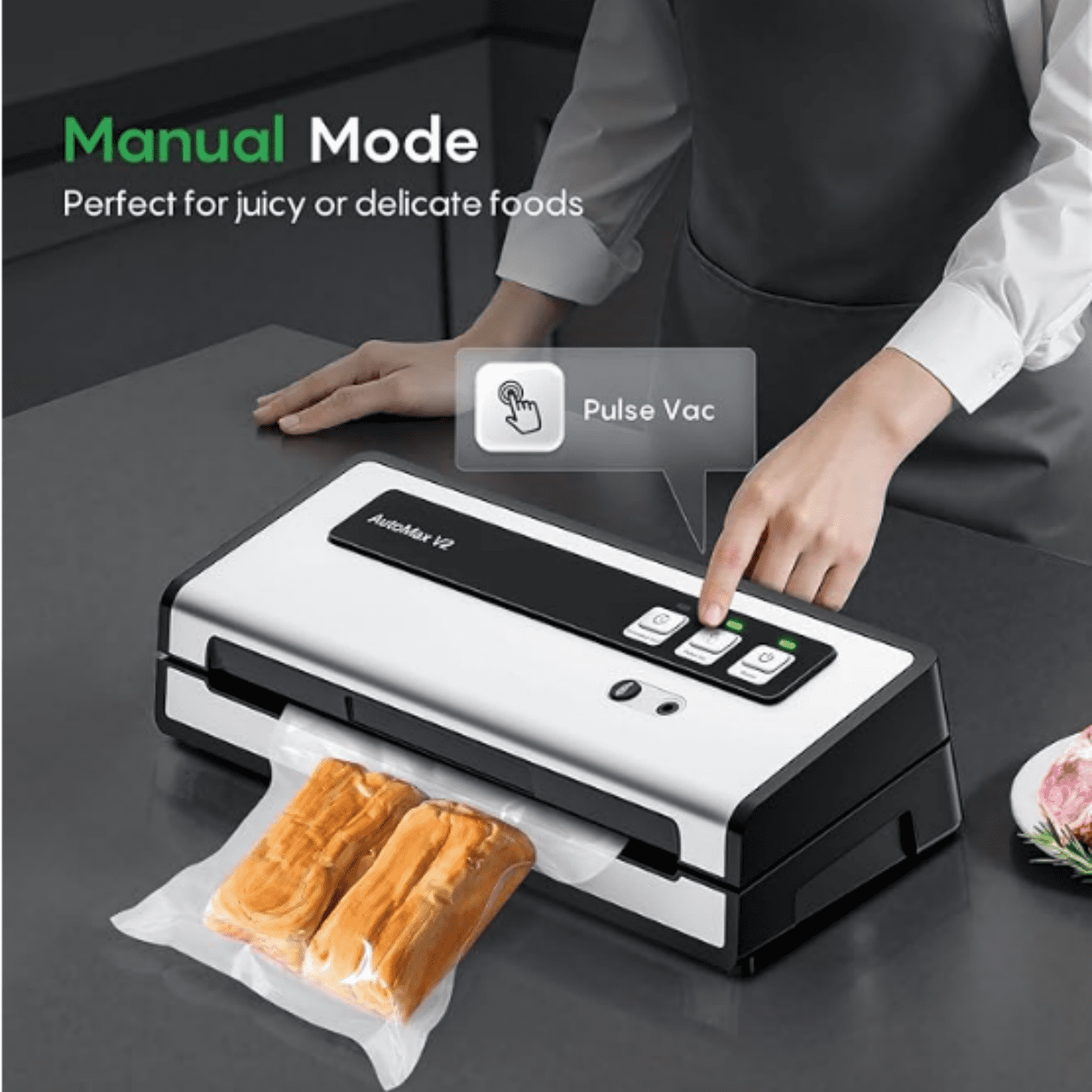 Vacuum Sealer Machine with Automatic Bag Detection, Double Heat Seal, Compact Food Sealer, Easy to Use, Starter Kit