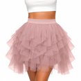 thumbnail image 4 of purcolt Womens Mesh Tutu Skirts A-line Elastic Waist Mini Skirts Tulle Skirt for Cocktail Party Ballet, 4 of 6