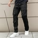 thumbnail image 2 of Pantalones cargo de color liso con cordón ajustable para hombre: pierna recta, poliéster-spandex, cintura elástica, bolsillos, corte ajustado para el trabajo y el uso informal, tallas S-XXL, 2 of 5